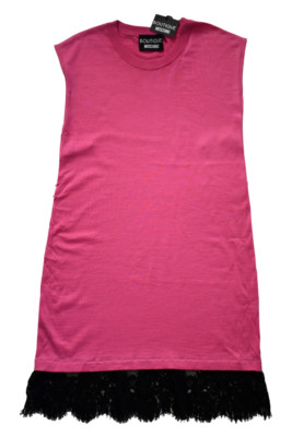 $665 NEW BOUTIQUE MOSCHINO Pink WOOL KNIT SWEATER Dress US-6 GB-8 I-40 F-36