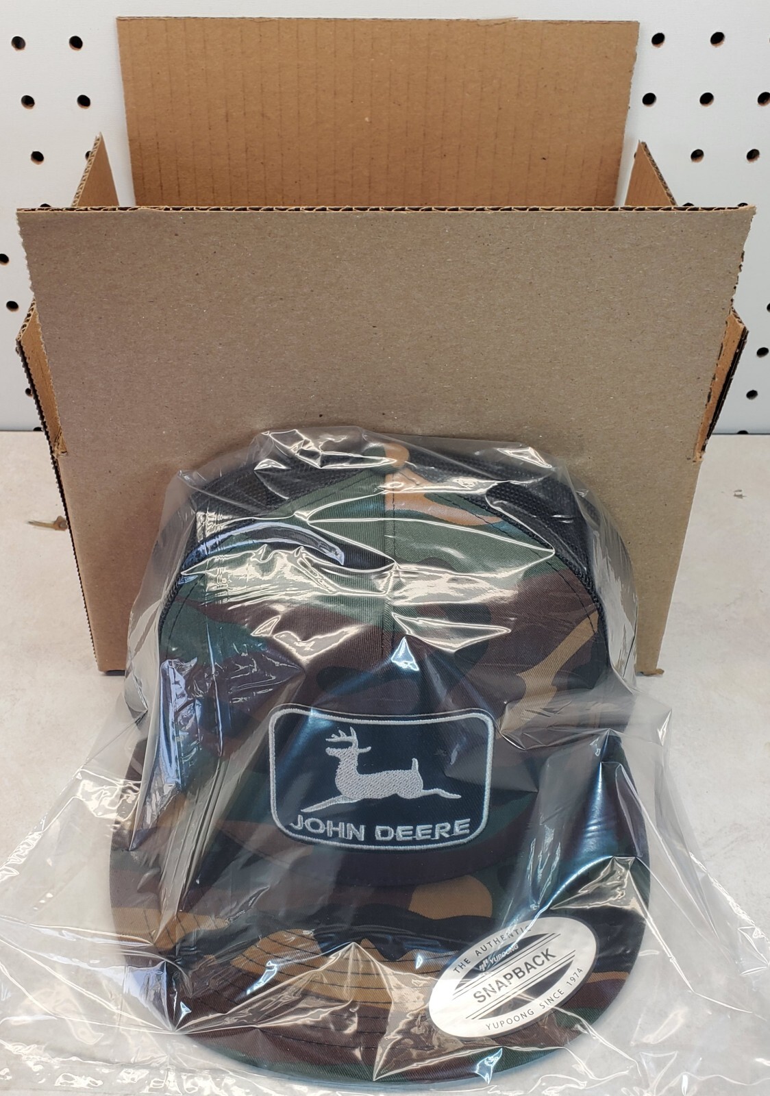 John Deere Black Patch Yupoong Trucker Hat YP Classic 6006 Snapback Camo/Black