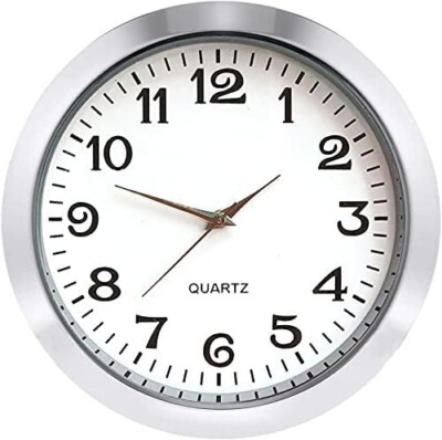 Mini Clock Insert 2-1/8 Inch 55 mm Round Quartz Movement Miniature White NEW
