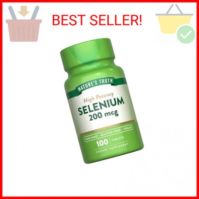 Nature's Truth Selenium 200mcg | 100 Tablets | High Potency | Vegan, Non-GMO & G