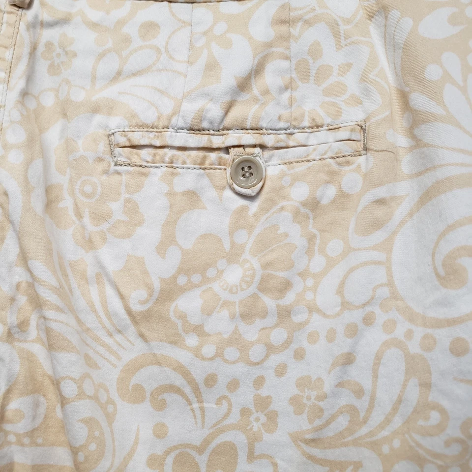 Pantalones Cortos Cato Mujer 18W Bermudas Chino Floral Paisley Beige Blanco 36x11 Bolsillos Alto Foto 2 de 4