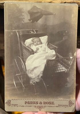 Cabinet Photo Howard Pattee Bliss Dodge NE Colfax Baby Pram Stroller Buggy c1890