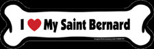 Dog Bone Magnet: I LOVE MY SAINT BERNARD  Puppy Dog Doggie  Automobile Car