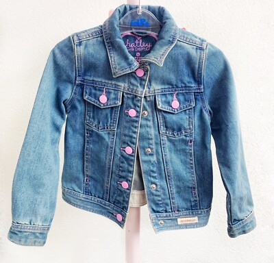 Hatley Girls Mädchen Jacke, Jeansjacke blau-rosa, Gr 98-104