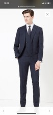 Blue Slim Fit Checked Jacket M&S tartan Chequered 38 Long £70 Smart Casual Mens