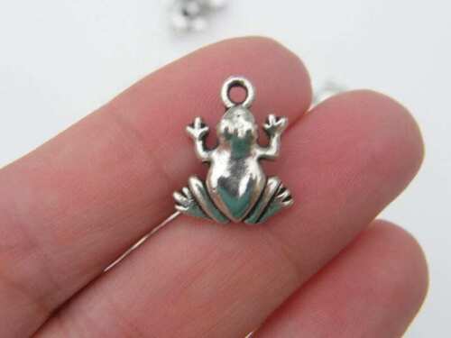 8 Frog charms antique silver tone A63 - Afbeelding 1 van 4