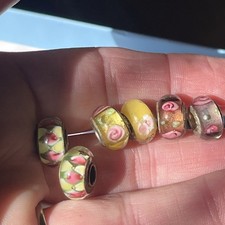 6 Sterling Silver .925 Glass European Style B...