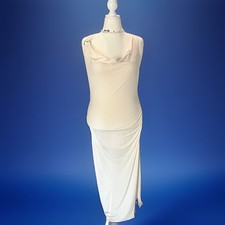 NEW bar III Cream Solid Chiffon Cowl Neck Sleeveless Ruched Long Slip Dress XL