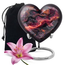 Black Abstract Decorative Heart Urn For Ashes Adult Mom Dad