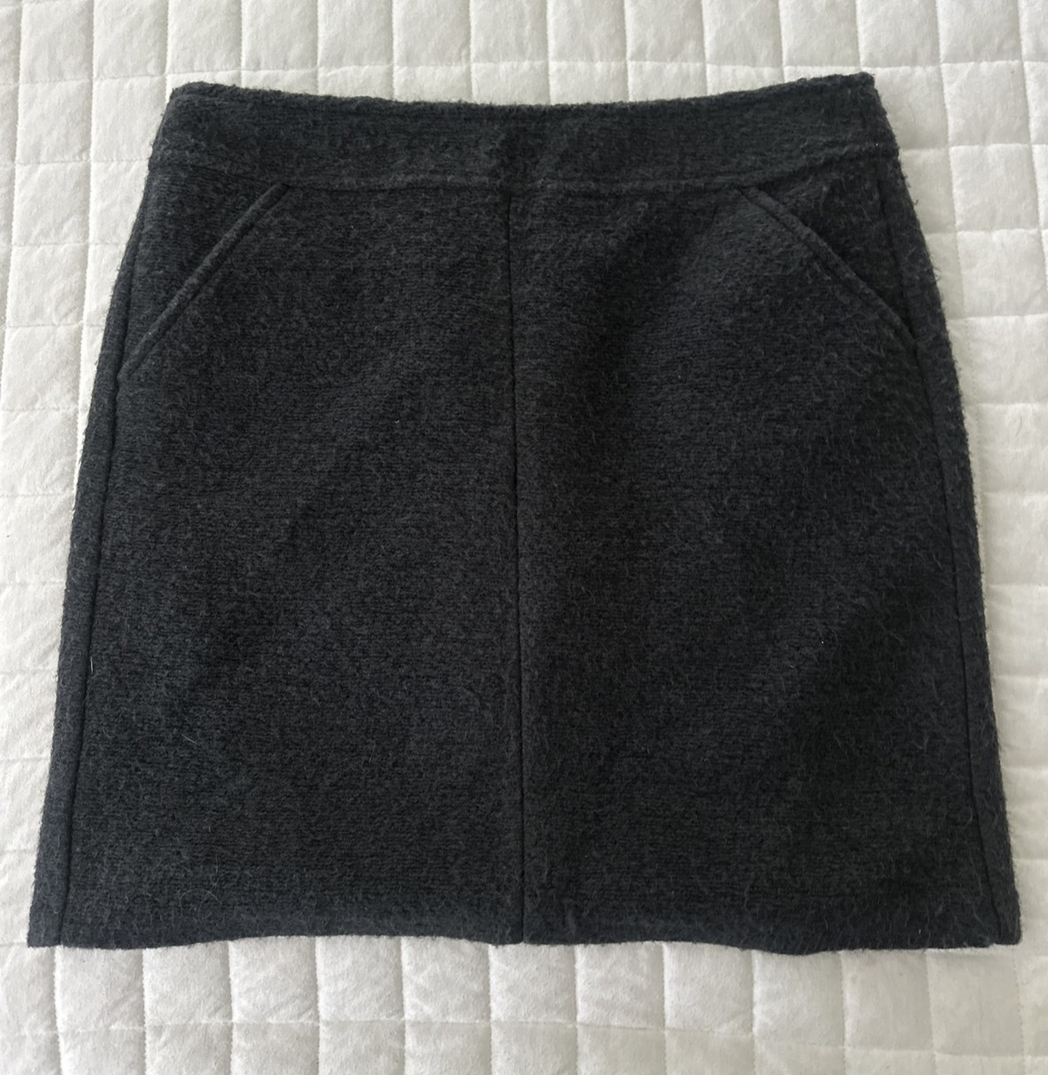 S OLIVER Womens Skirt 8 Charcoal Gray Mini Knit Career Preppy Academia Pockets