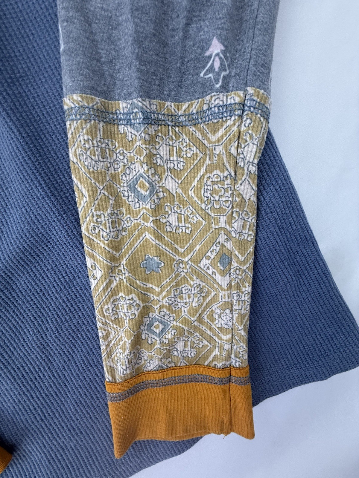 Easel Patchwork Thermal Top Leopard Boho Waffle K… - image 2