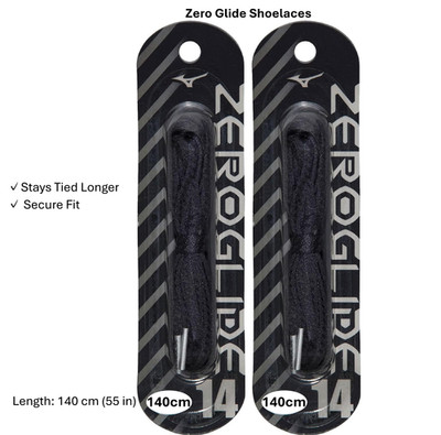 Mizuno Zero Glide Shoelace 140cm Sports Soccer Running Grip Laces 2 Pack