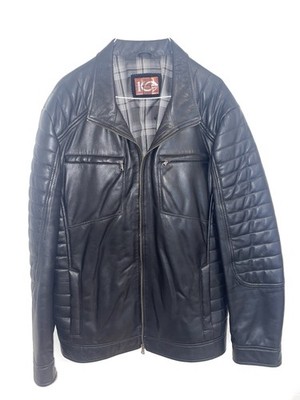  Lederjacke aus echtem Leder, Herren, Größe XL Schwarz