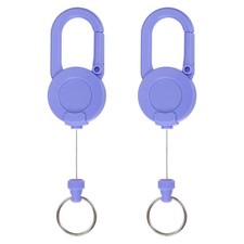 2 Pack Heavy Duty Retractable Keychain with 23.6" Steel Cord Purple 