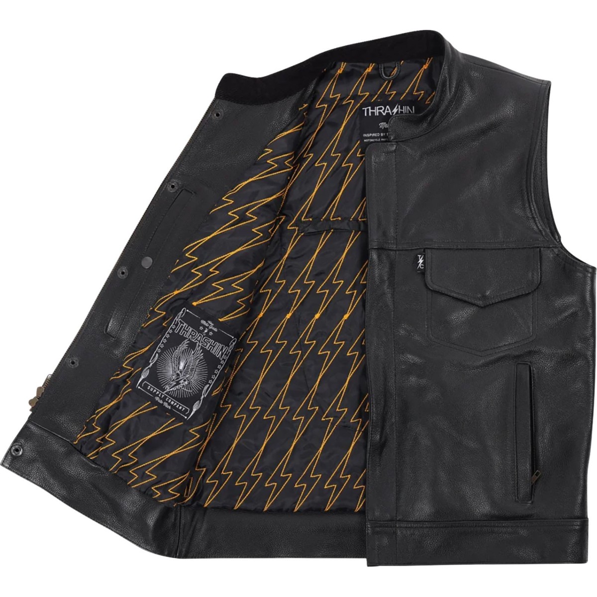 Thrashin Supply Company Mulholland Leather Riding Vest - Black