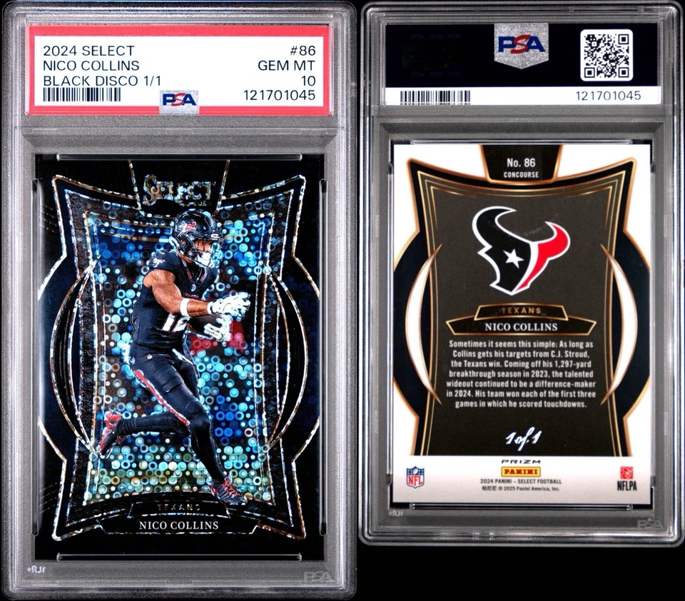 Nico Collins 2024 Select Black Disco 1/1 SSP Texans - Image 3 of 3