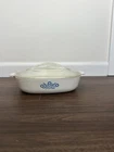 Vintage Corning Ware Blue Cornflower P-1-B  1 Qt Dish + Pyrex Glass Fin Lid