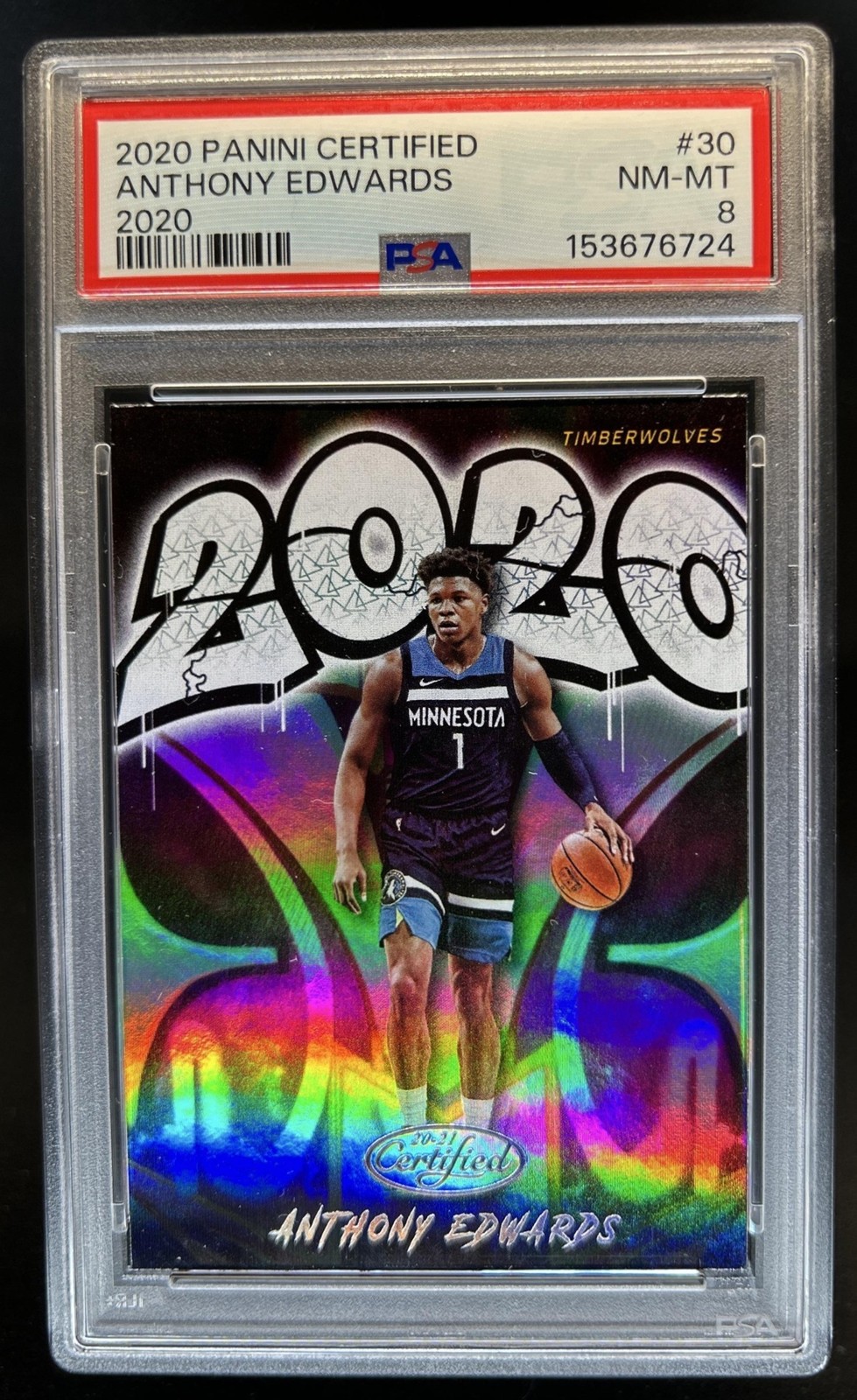 2020-21 Panini Certified Anthony Edwards 2020 Rookie RC #30 Timberwolves PSA 8