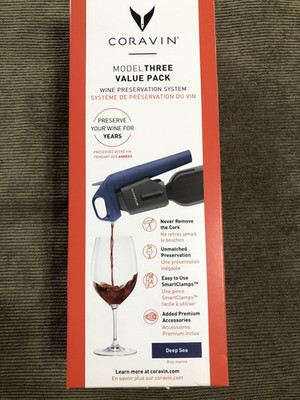 CORAVIN DEEP SEA BLUE MODEL THREE VALUE PACK WINE PRESERVATION SYSTEM NIB