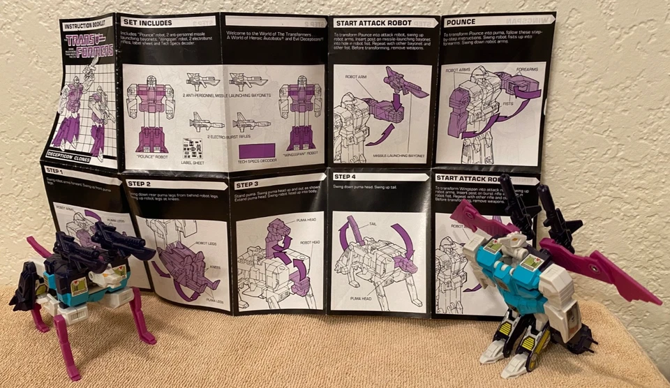 Clones Decepticon Transformers de colección POUNCE & WINGSPAN completo G1 Takara 1987 Foto 4 de 4