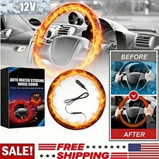 Car Heated Steering Wheel Cover Tangle Free Design Car Heating Hand Warmer Black