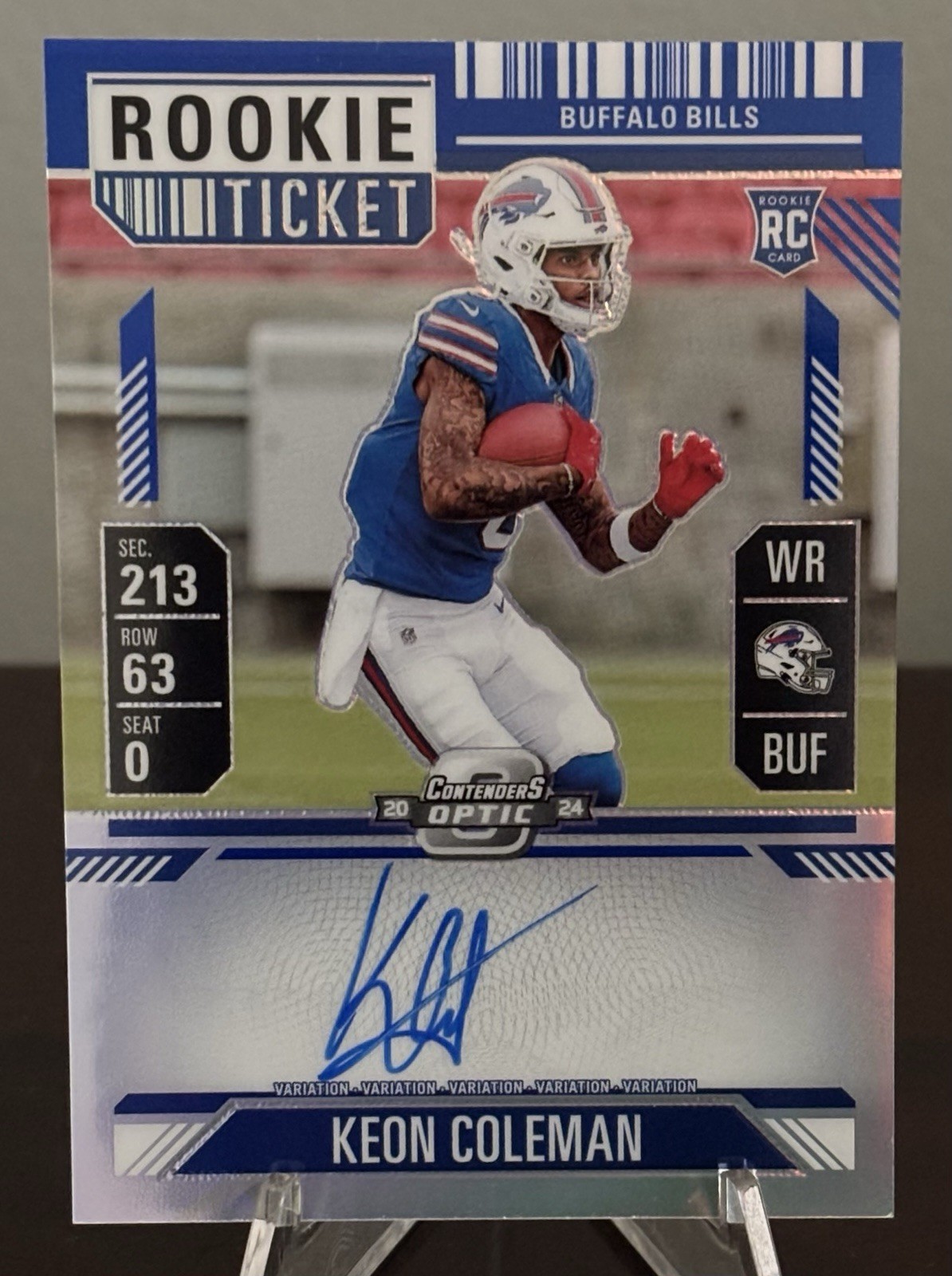 2024 Contenders Optic Keon Coleman Rookie Ticket Auto RPS Variation Blue /50