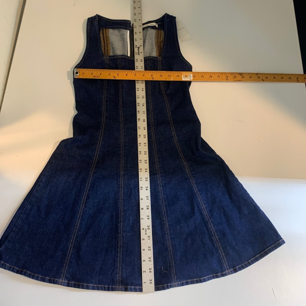 abercrombie mila denim dress Women's The A&F Mila Strapless Denim Mini Dress in Dark Wash | Size XXS TALL