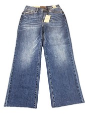 NWT Judy Blue Jeans Women 26 Blue Wide Leg Crop High Waist Stretch Boho Raw Hem