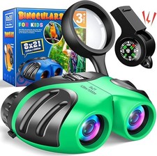 Kids 8x21 Waterproof Binoculars with Compass & Whistle Outdoor Explorer Set