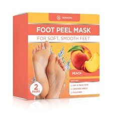 DERMORA Foot Peel Mask, Exfoliating Regular Pack of 2 , Scent: Peach