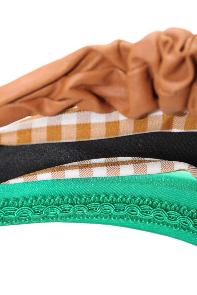 Designer Womens Brown Green White Ruched Gingham Headbands Lot 3 - Image 4 of 4