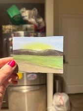 ACEO Original Landscape Art Card Acrylic/Canvas Hand Painted 2.5 In x3.5 In