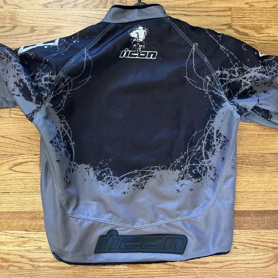 MEN'S ICON DECAY HOOLIGAN PADDED FULL ZIP SKULL MOTORCYCLE JACKET XXL Y2k Grunge - Image 4 of 4