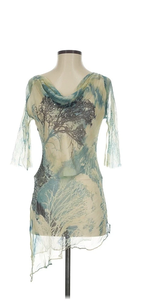 Ensemble Fille René Derhy Vintage 10 Ans – Jupe + Chemise à Nouer – Imprimé Village