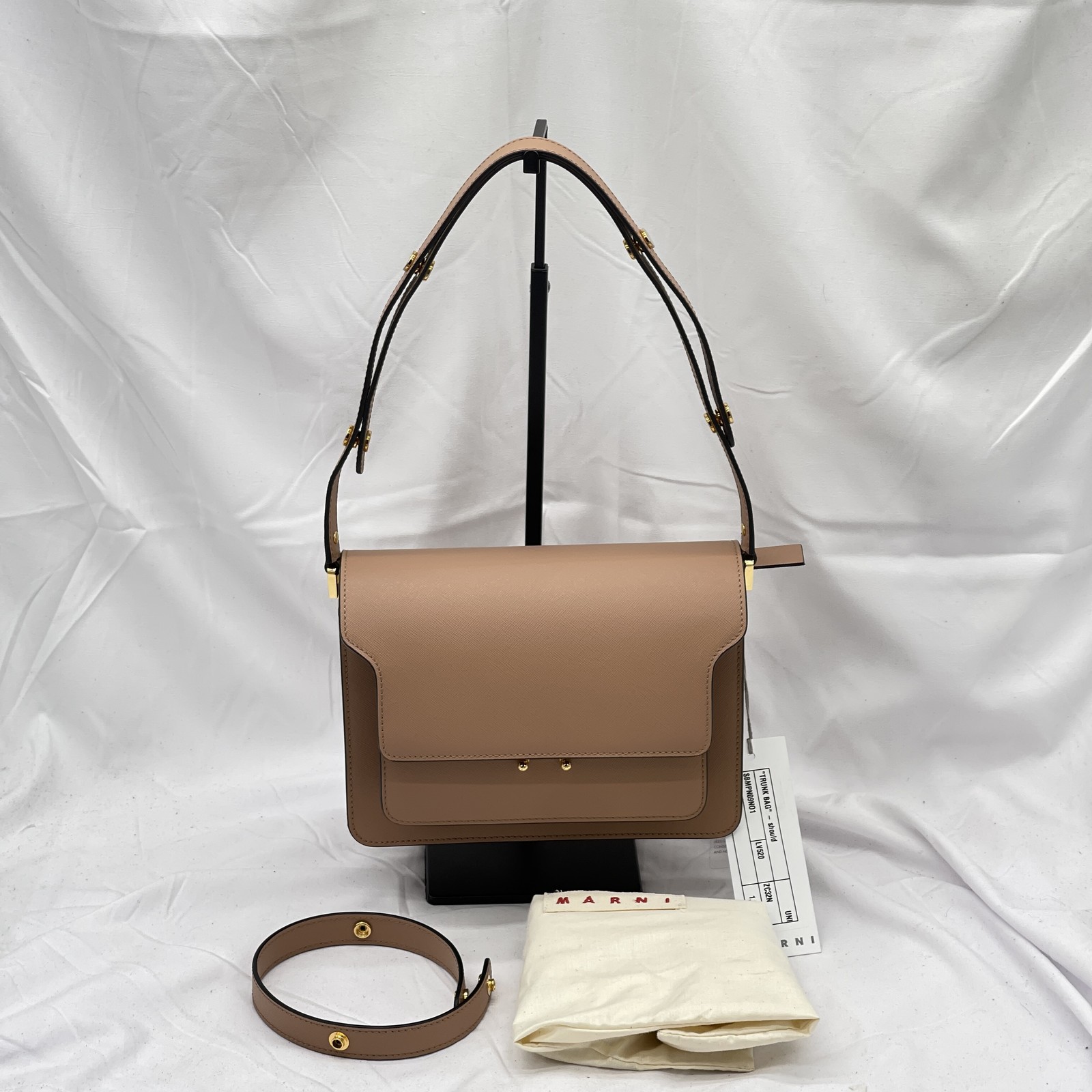 Marni Women Medium Trunk Flap Shoulder Bag Leather Pink
