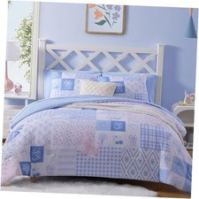 Comforter Set for Girls, Cute Bedding 5 Pieces Kids Bed Set, Twin XL Blue Bow