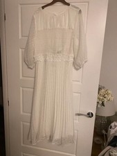 Lace bnwt white dress boohoo polka dot hen do/engagement party size 14 smock