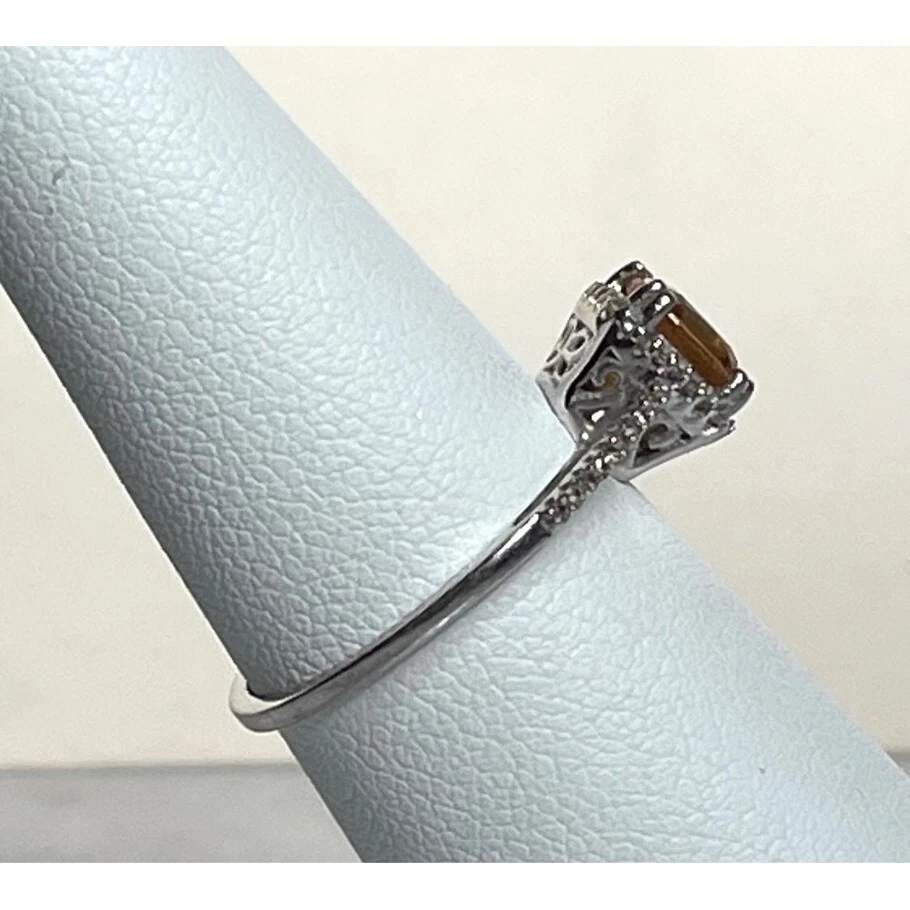 ANILLO JWBR ORO BLANCO HESSONITA GRANATE Y DIAMANTES TALLA 6.5 CIELO Foto 4 de 4