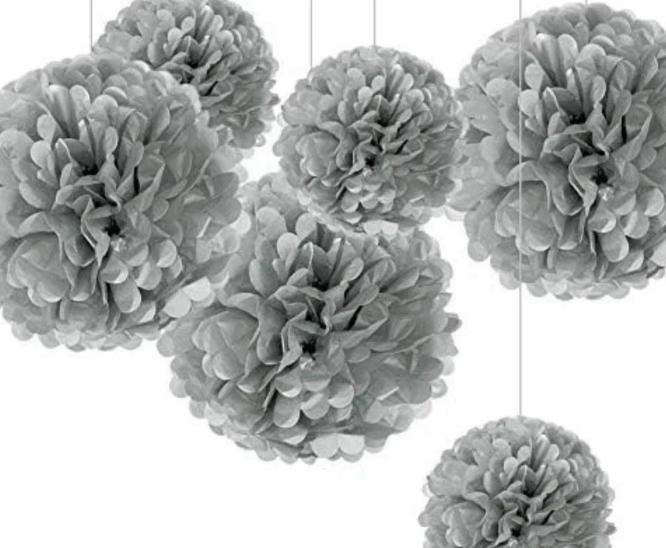 Tissue Paper Pompoms Pom Poms Flower Fluffy Wedding Party Decoration | set of 9 - Image 4 of 4