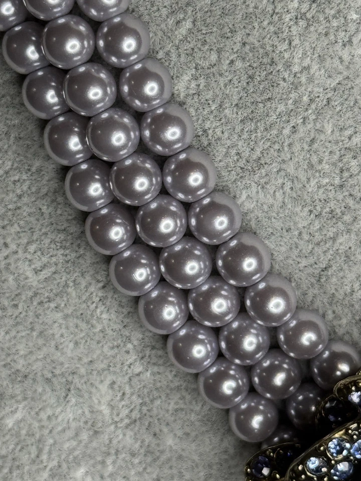 Collar de perlas Heidi Daus Swarovski cristal azul rosa elegancia - falta 1 piedra Foto 4 de 4