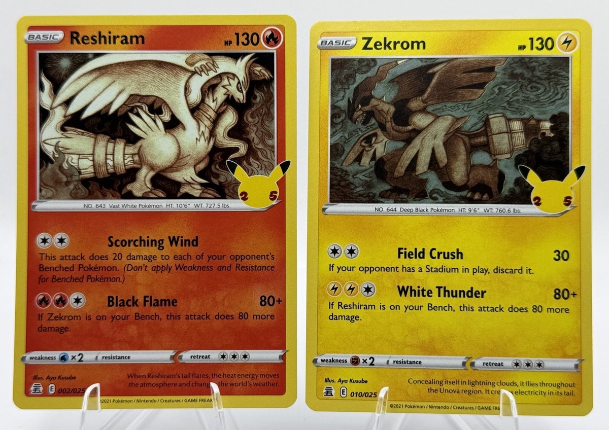 Reshiram 002/025 & Zekrom 010/025 Pokemon Celebrations 25th