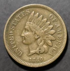 US  1860   Indian Head Cent Penny  Copper  Pointed Bust  VF  Better Date!