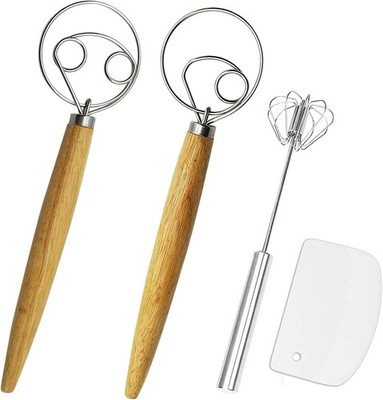   Danish Dough Whisk Bread Mixer & Egg Whisk Kits 2 Pack Premium Stainless Steel