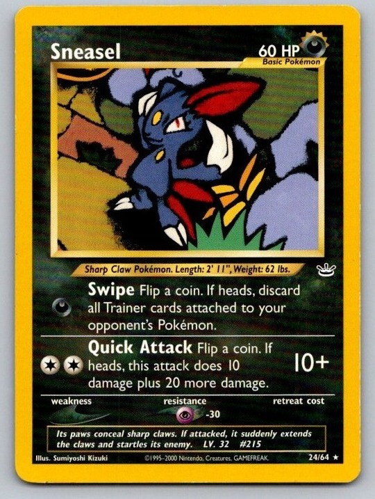 Sneasel 24/64 Rare Neo Revelation Pokemon Unlimited Moderately Played