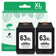 COLORETTO 63XL Black Ink Cartridge for HP Officejet 4650 3830 Envy 5255