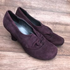 SIZE UK 6 HOTTER DONNA PURPLE SUEDE RETRO VINTAGE 1940S STYLE COURT SHOES