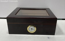 Quality Importers Wood Glass Cigar Humidor