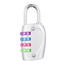 Combination Lock, 4 Digit Padlock Locker Lock, Silver with Colorful Wheel