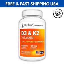 Dr. Berg  s Nutritionals 100mg Vitamin D3  K2 Supplement - 120 Capsules US