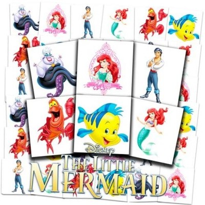 Little Mermaid Tattoos Party Favors Bundle - 72 Perforated Individual 2'' x 2''